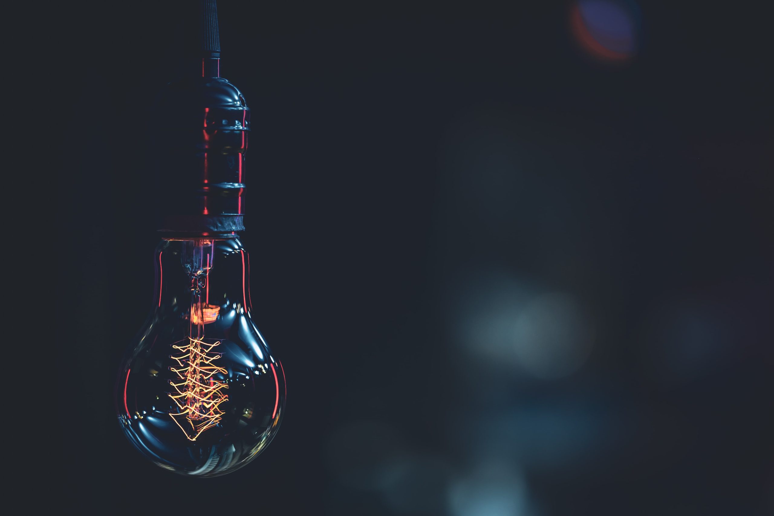 Home close up burning lamp dark copy space min